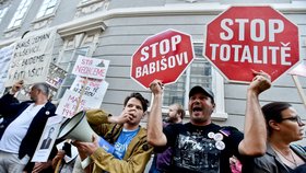 Demonstrace během jednání o důvěře vládě (11.7.2018)