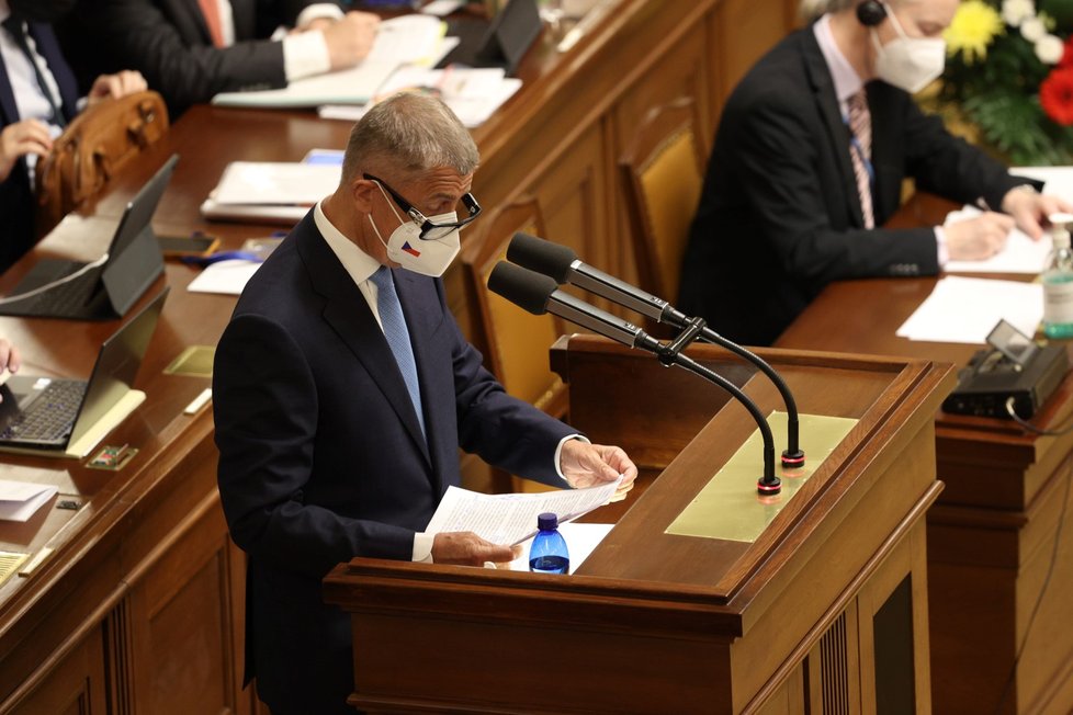 Sněmovna hlasuje o důvěře vládě: Bývalý premiér Andrej Babiš (12. 1. 2022)