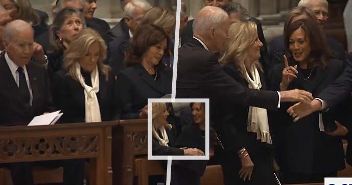 Rozpačité úsměvy, našpulené rty a „souboj gest“: První setkání Bidenových s Harrisovou po třaskavé knize