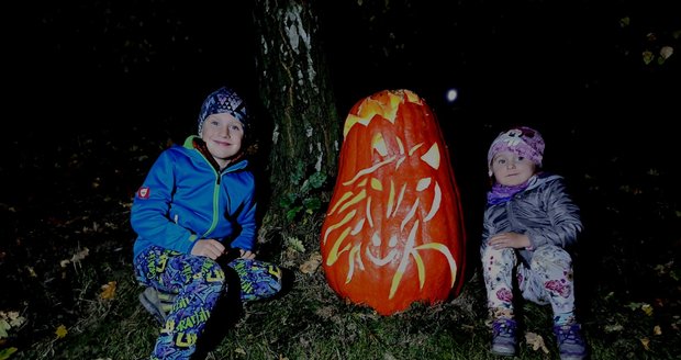 Editka a Richard z Příboru na Novojičínsku přijeli s rodiči do Tiché užít si magického dýňového kopce.