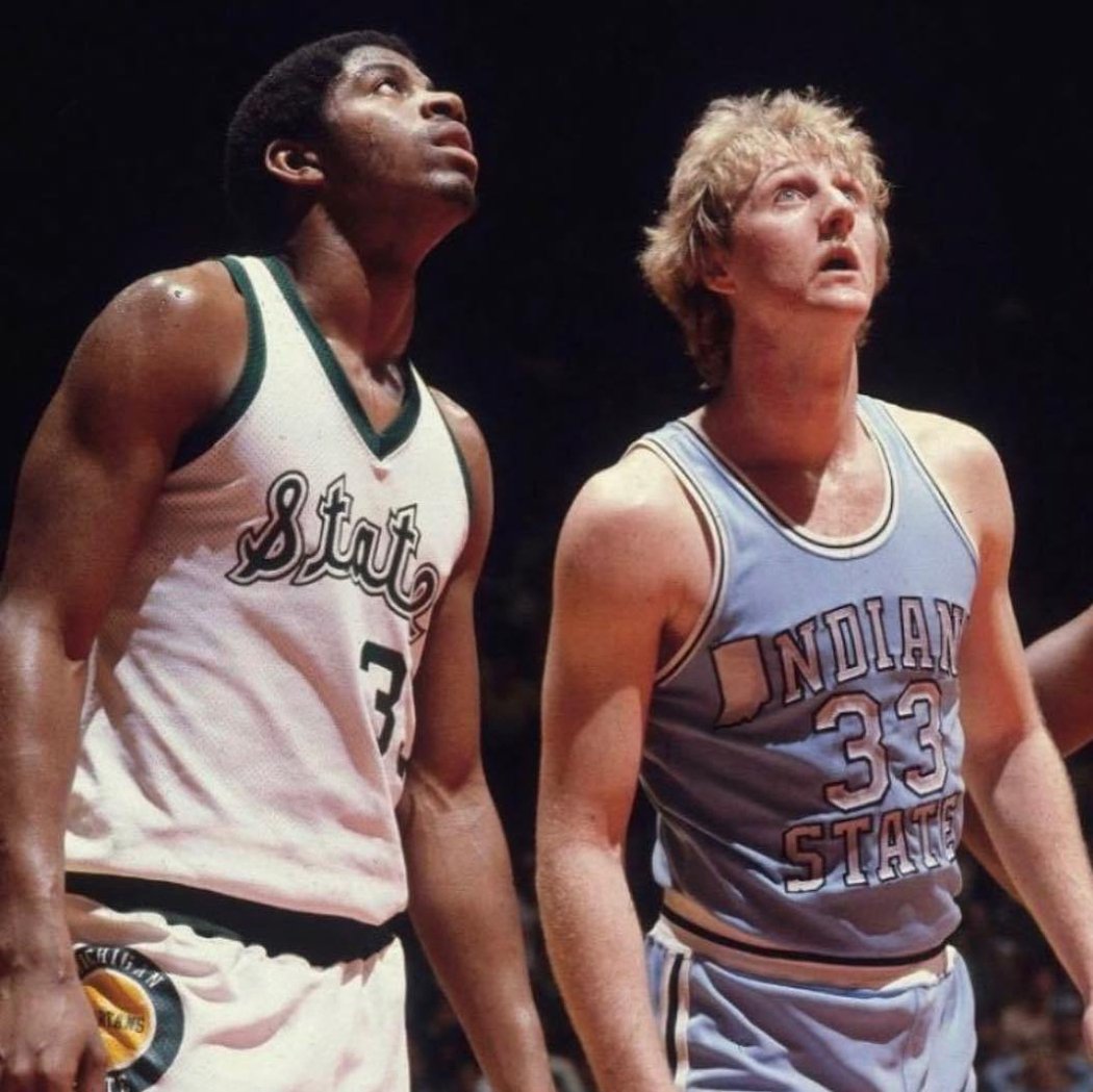 Basketbalové legendy Earvin »Magic« Johnson a Larry Bird