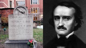 Hrob Edgara Allana Poea a jeho nedatovaná fotografie