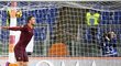 Útočník AS Řím Edin Džeko slaví gól proti Fiorentině