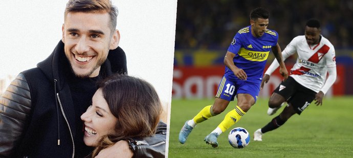 Argentinský fotbalista Eduardo Salvio se svou exmanželkou