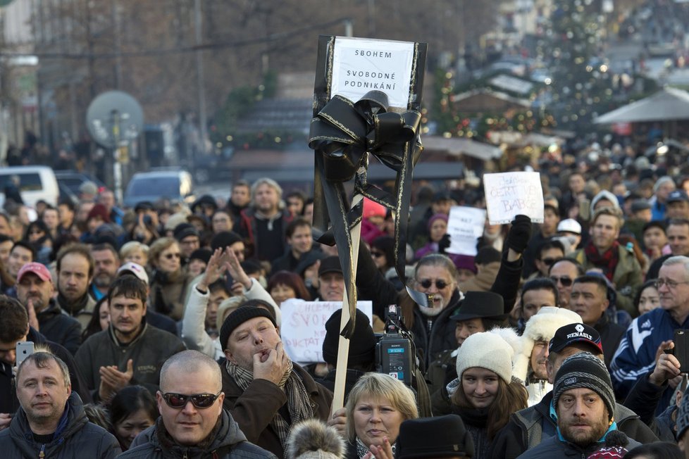 Demonstrace proti elektronické evidenci tržeb