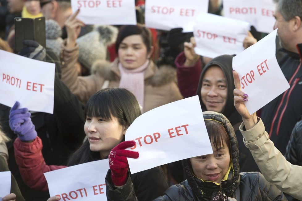 Demonstrace proti EET na Václavském náměstí