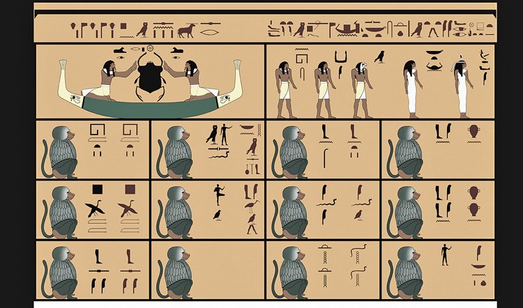 Malby paviánů z pohřební knihy Amduat zdobily i hrobku egyptského faraona Tutanchamona
