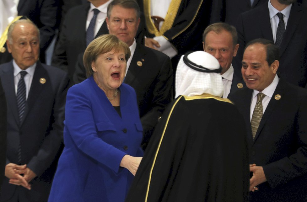 Summit EU a LAS v Egyptě: Angela Merkelová a kuvajtský emír