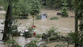 V zoo Eifel u Lünebachu způsobily bouřky záplavy. Utekl medvěd, zastřelili ho