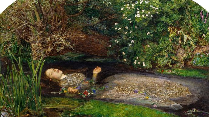 Elizabeth Siddal jako Ofélie na obraze Johna Everetta Milaise