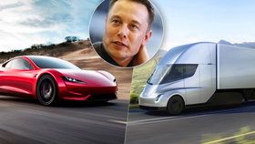 Novinky Tesly: Elon Musk představil elektrický kamion i sporťák.