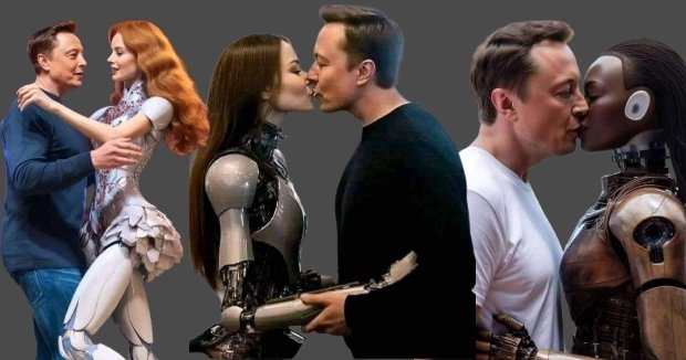 Elon Musk se nestydí za zveřejnění polibků s robotkami