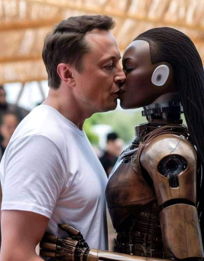 Elon Musk šokoval nedávno své fanoušky fotografiemi, na kterých dává polibek robotkám