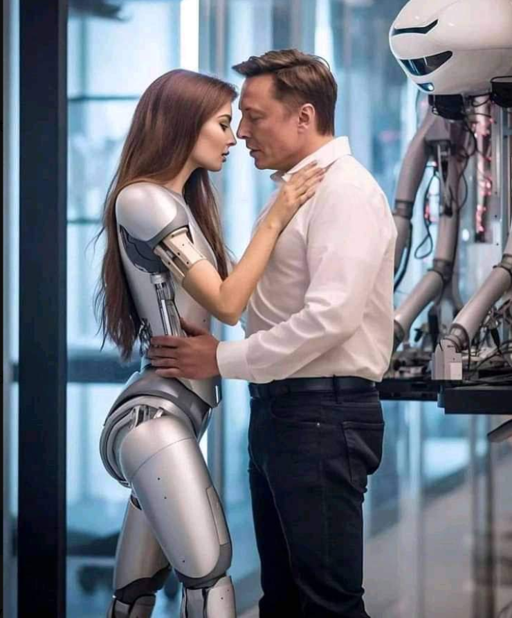 Elon Musk šokoval nedávno své fanoušky fotografiemi, na kterých dává polibek robotkám.