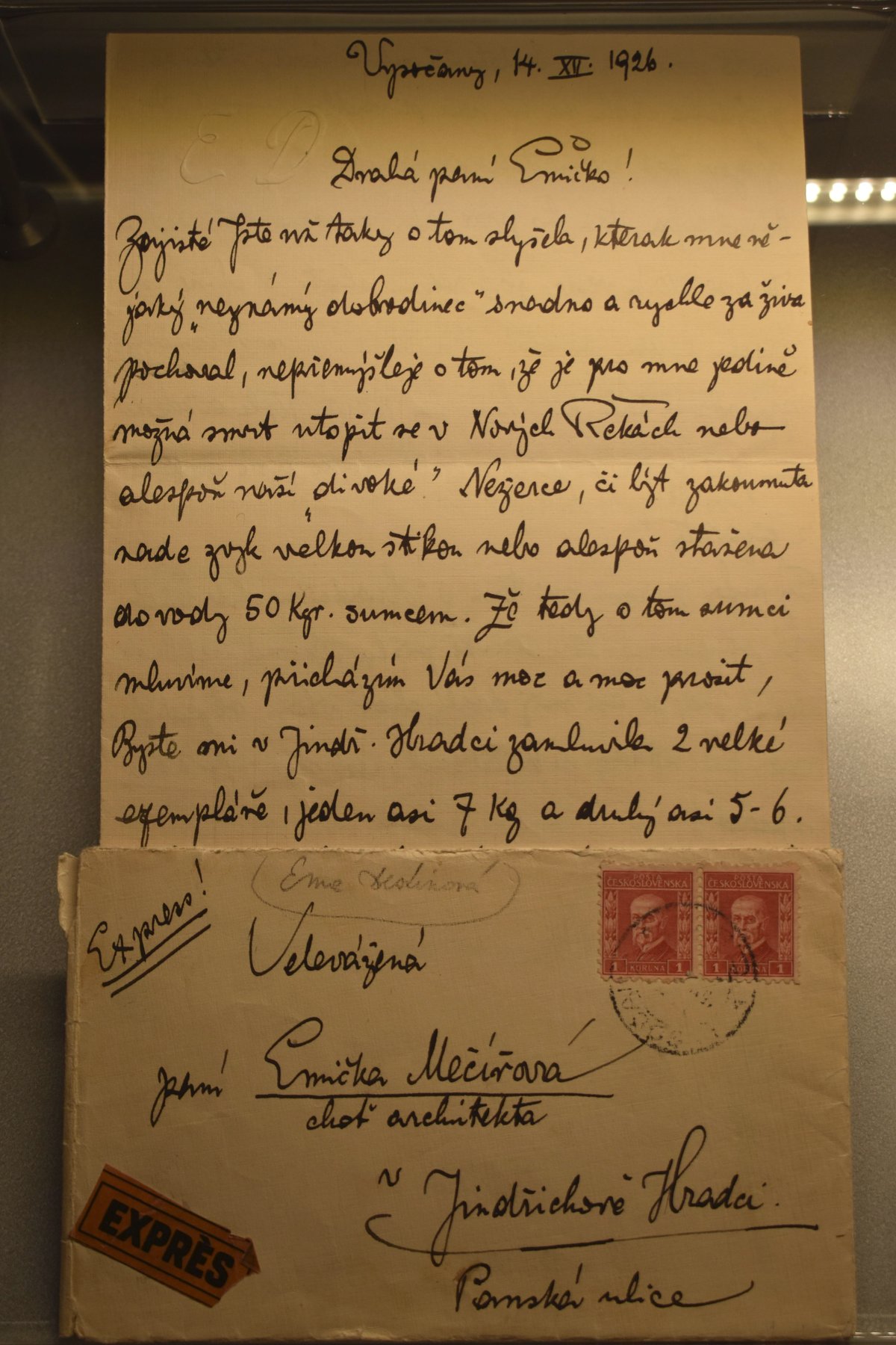Muzeu Jindřichohradecka se podařilo v uplynulých letech obohatit sbírkový fond Emy Destinnové o dobové fotografie Destinnové, které ji zachycují v různých operních rolích a dopisy ze soukromé korespondence.