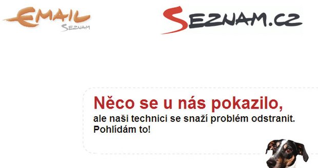 Hups! Seznamu nefunguje email