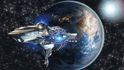 Meziplanetární loď opouští Zemi. Ve sci-fi není warpový pohon žádný problém!
