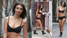 Modelka Ratajkowski venčila psa jen ve spodním prádle: V New Yorku natáčela reklamu
