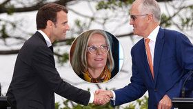 Francouzský prezident Emmanuel Macron a australský premiér Malcolm Turnbull. Macron během návštěvy označil Turnbullovu manželku za lahodnou.