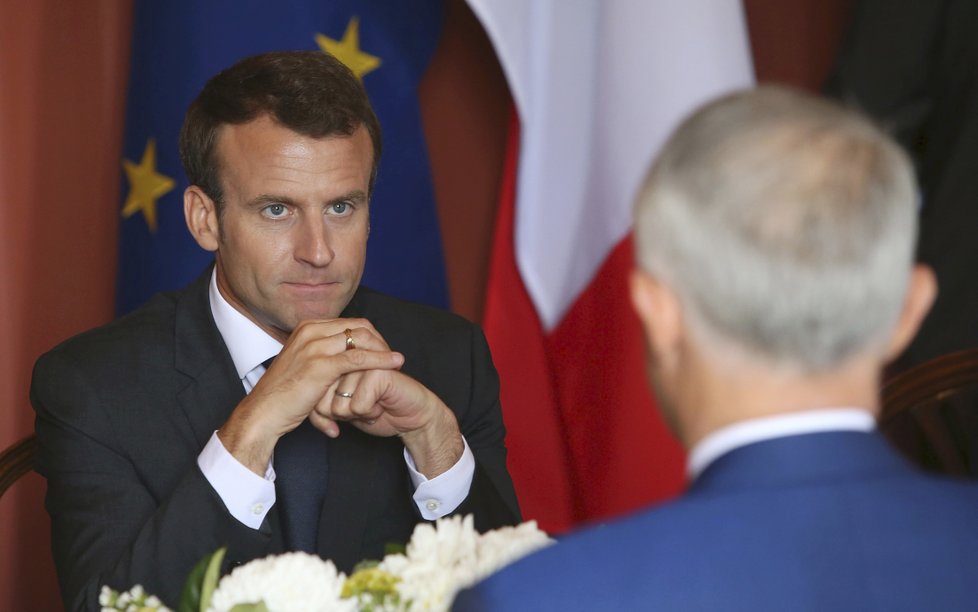 Francouzský prezident Emmanuel Macron a australský premiér Malcolm Turnbull