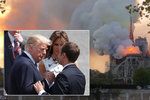 Na "hrozivý" požár Notre-Dame reagovali Emmanuel Macron i Donald Trump.