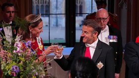 Státní banket ve Windsoru: Emmanuel Macron a Kate(8.7.2025)