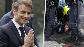 Macronovu návštěvu v Nizozemsku narušili demonstranti: Policie drsně zakročila a zatkla je