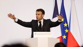 Emmanuel Macron v Praze: Na fóru k jaderné energetice (5.3.2024)