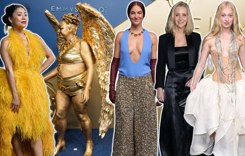 Módní katastrofy z Emmy 2026: Zlaté kalhoty, peří i pyžamo. Kdo vynesl nejhorší model?
