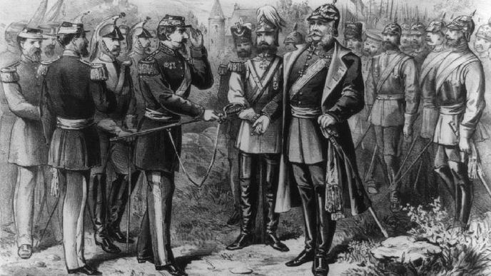 Vilém I. přijímá kapitulaci od francouzského císaře Napoleona III.