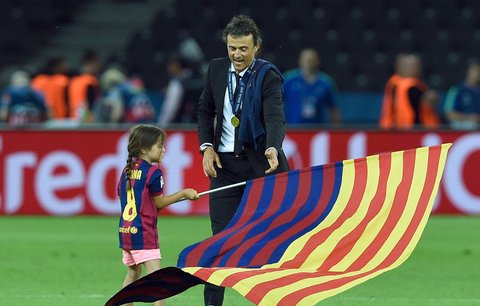 Luis Enrique s dcerkou a velkou fanynkou Barcelony Xanou