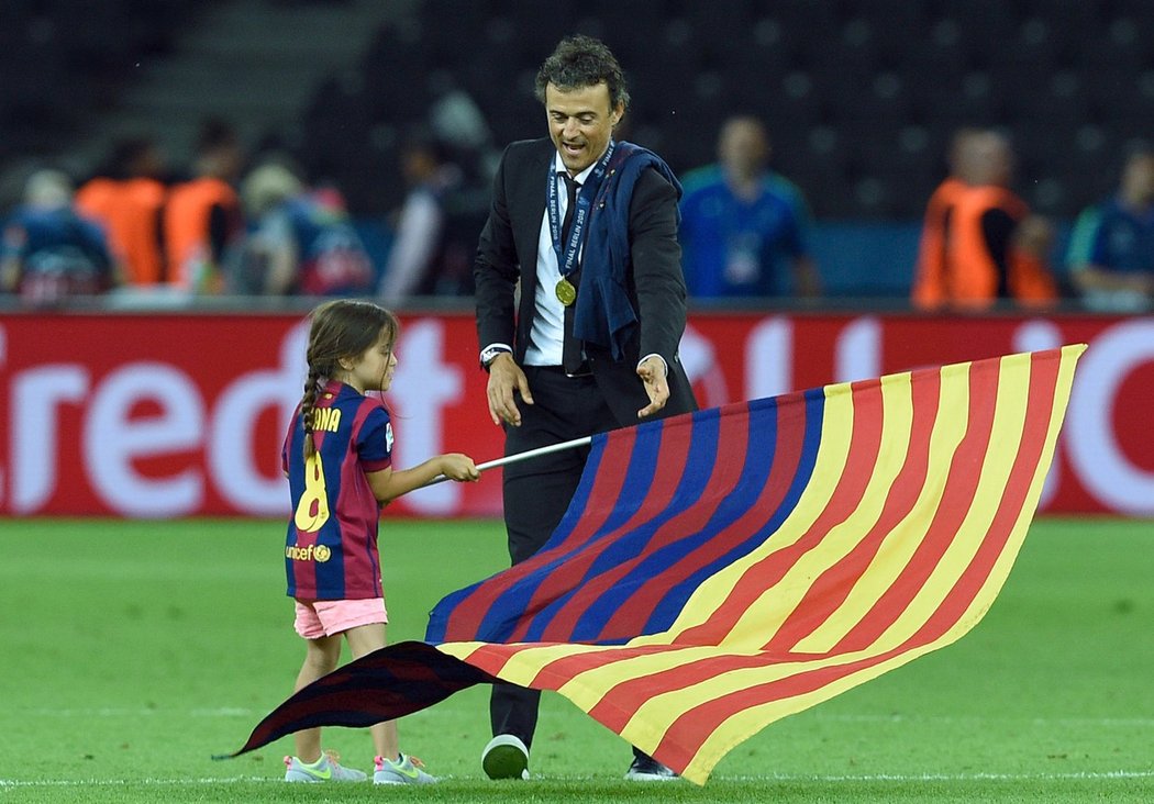 Luis Enrique s dcerkou a velkou fanynkou Barcelony Xanou