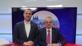 Šéf pražské ODS Marek Benda (ODS) a dosluhující primátor Zdeněk Hřib v Epicentru 20.10.2022