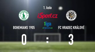 CELÝ SESTŘIH: Bohemians 1905 – Hradec 0:3. Nováček vyplenil Ďolíček