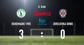 CELÝ SESTŘIH: Bohemians 1905 – Brno 3:0. Výhru završil gól z půlky