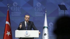 Turecký prezident Erdogan na summitu v Istanbulu