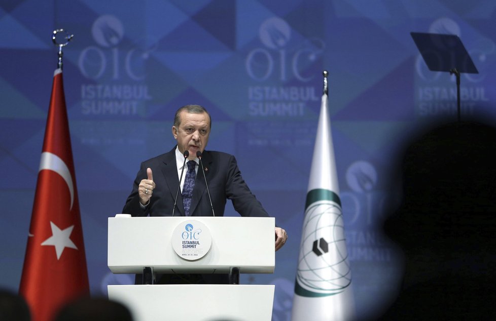 Turecký prezident Erdogan na summitu v Istanbulu