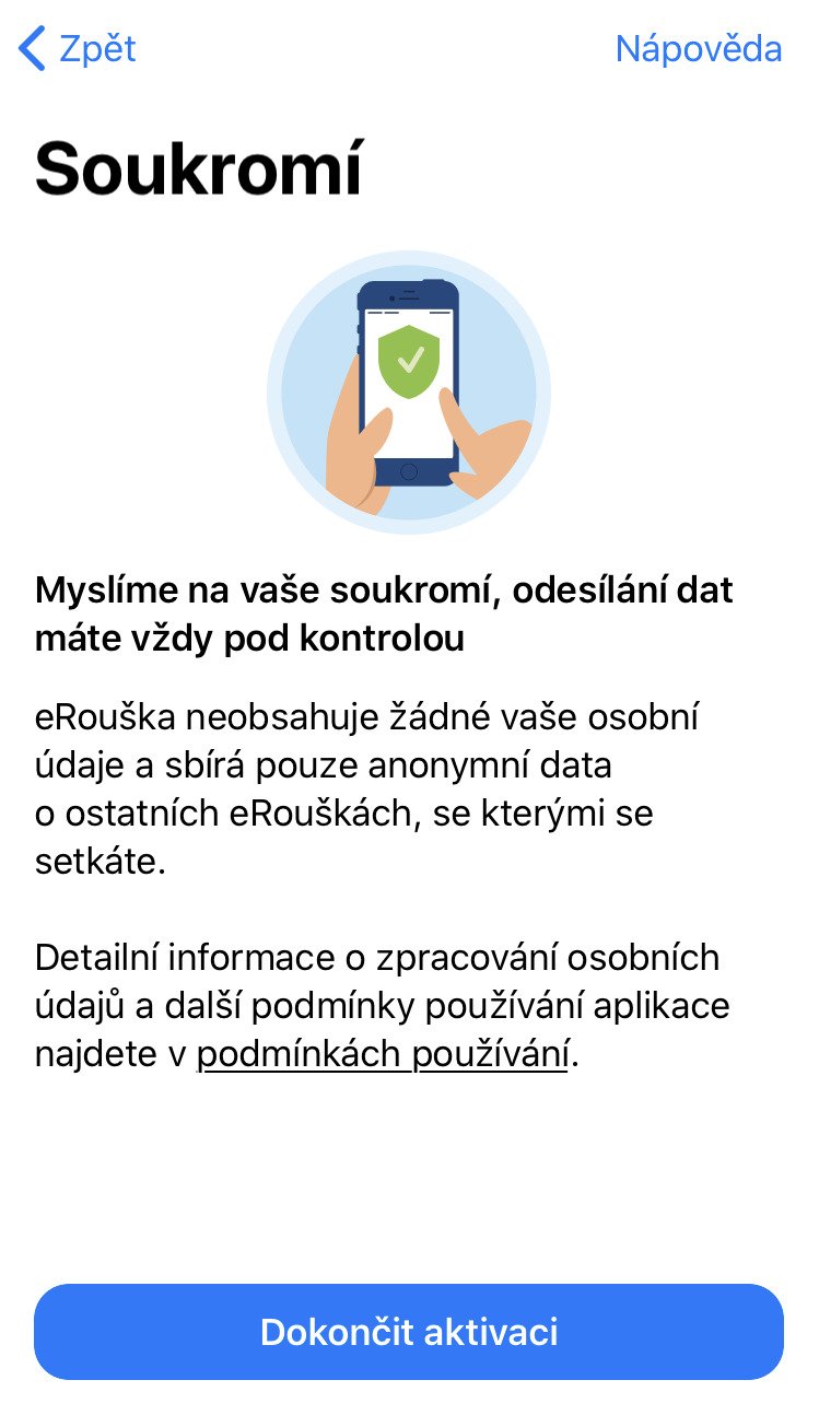 V posledním kroku aktivace eRoušky se můžete seznámit s tím, jak funguje ochrana osobních údajů.
