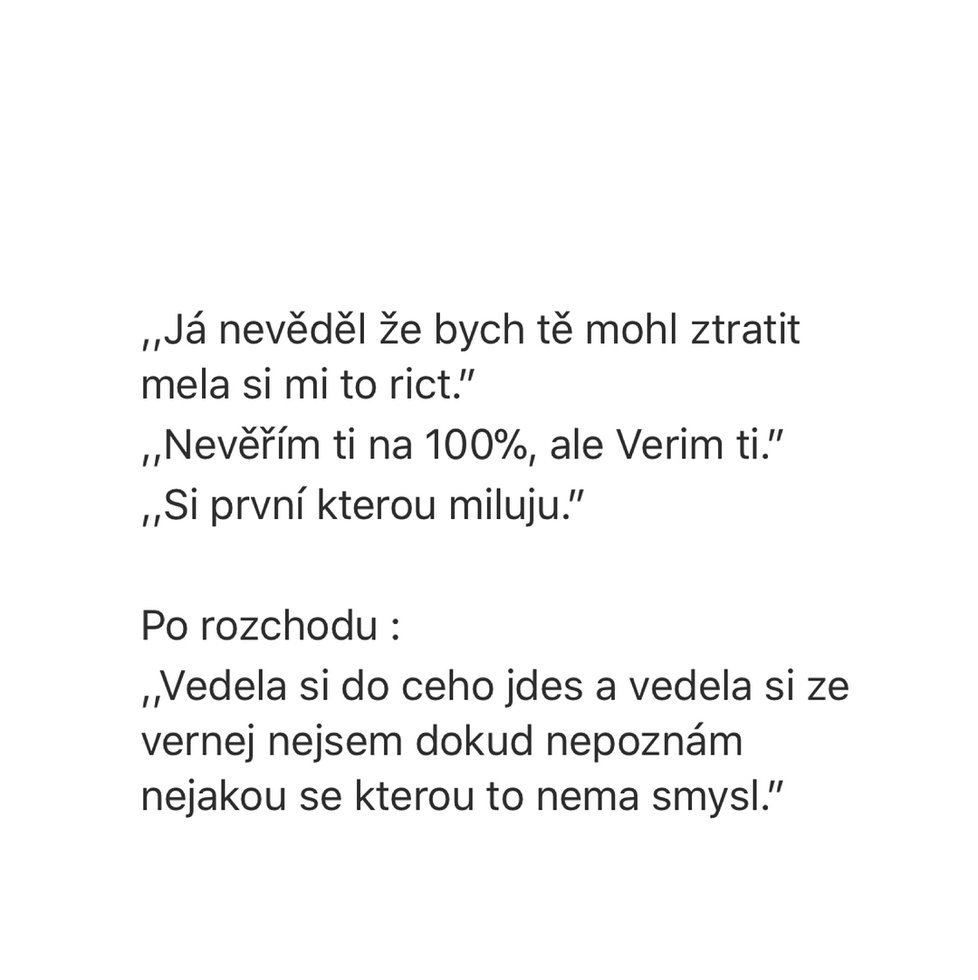 I takto vypadají rozchodové věty, které Ester a Josefina zveřejňují na Instagramu.