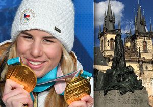 Olympionici v čele s Ester Ledeckou budou v pondělí slavit na Staroměstském náměstí.