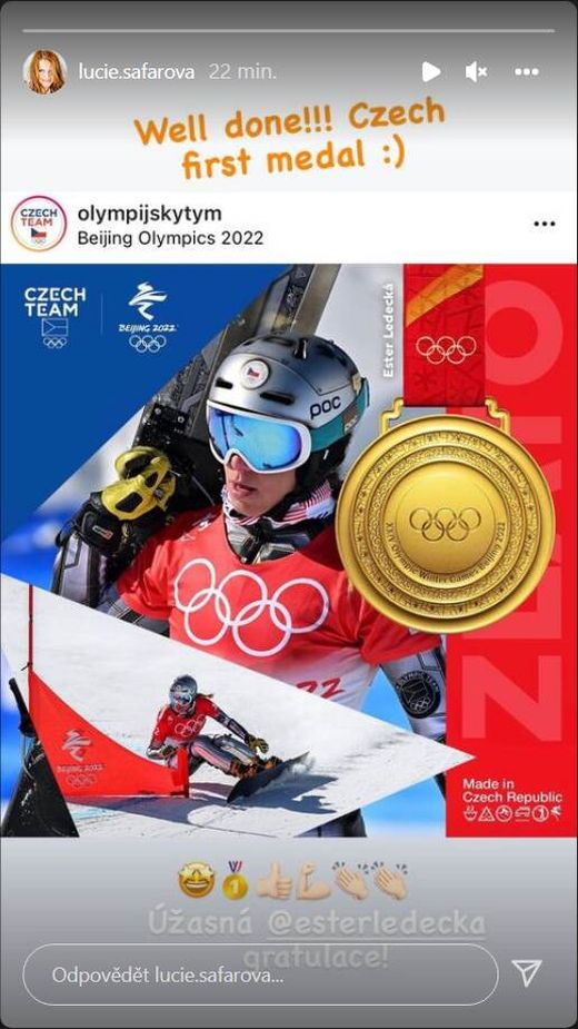 Gratulace od Lucie Šafářové pro Ester Ledeckou Gratulace od Lucie Šafářové pro Ester Ledeckou