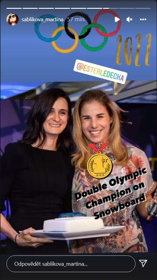Gratulace od Martiny Sáblíkové pro Ester Ledeckou Gratulace od Martiny Sáblíkové pro Ester Ledeckou