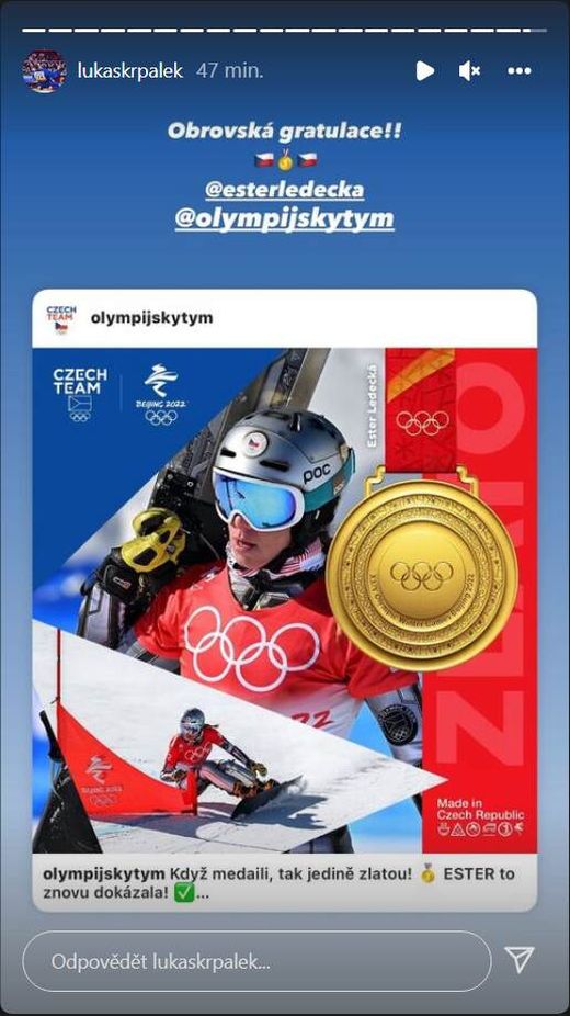 Gratulace od Lukáše Krpálka pro Ester Ledeckou Gratulace od Lukáše Krpálka pro Ester Ledeckou