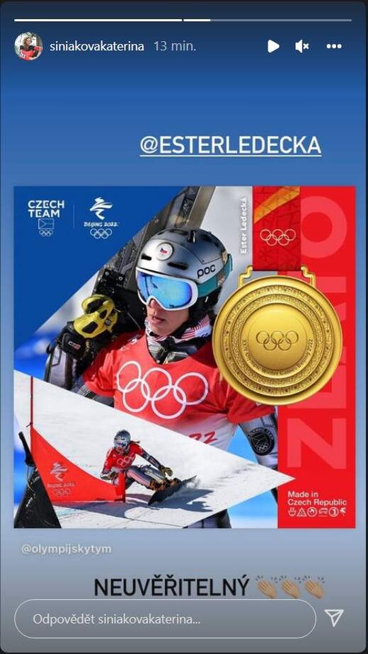 Gratulace od Kateřiny Siniakové pro Ester Ledeckou Gratulace od Kateřiny Siniakové pro Ester Ledeckou