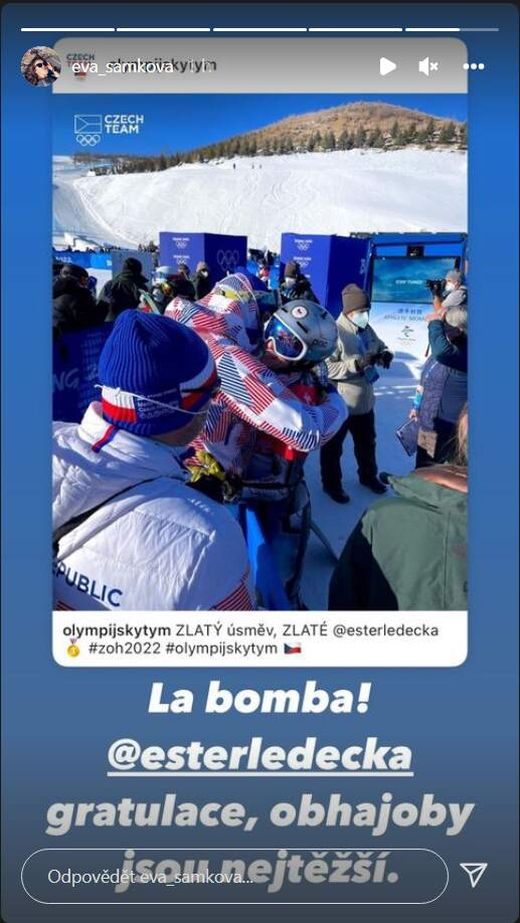 Gratulace od Evy Samkové pro Ester Ledeckou Gratulace od Evy Samkové pro Ester Ledeckou