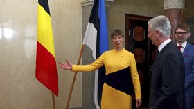 Belgický král Filip na náštěvě v Tallinu s estonskou prezidentkou Kersti Kaljulaidovou