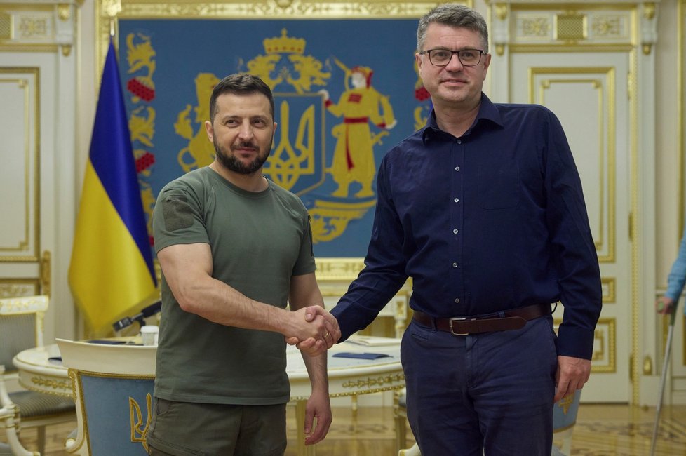 Válka na Ukrajině: Prezident Ukrajiny Volodomyr Zelenský s ministrem zahraničních věcí Estónska Urmasem Reinsalu (3.8.2022)