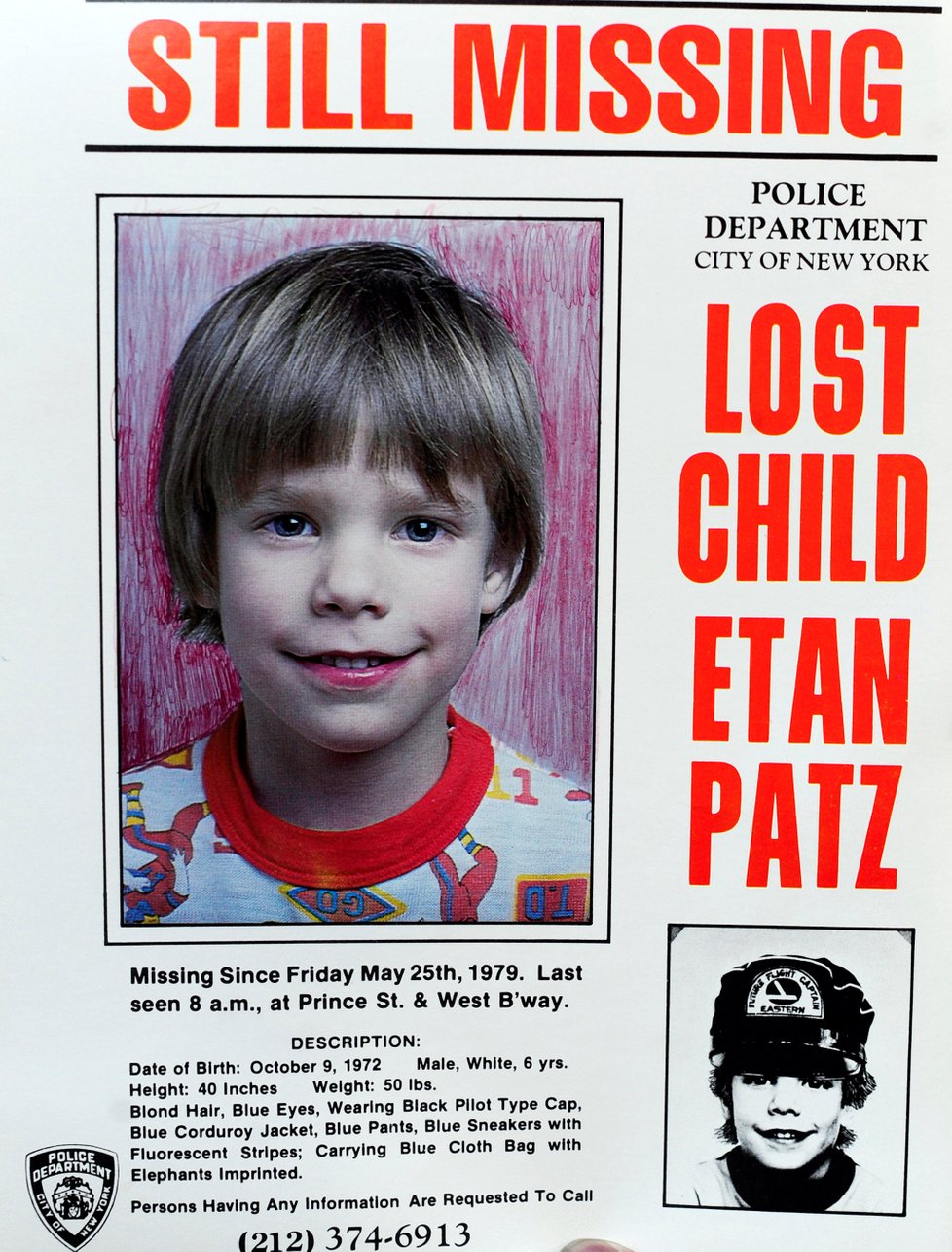 Patz byl pohřešován od května 1979, když byl poprvé sám na cestě do školy.