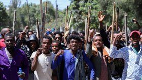 Protesty v Etiopii na podporu oblíbeného opozičního novináře a aktivisty Jawara Mohammeda (24. 10. 2019)