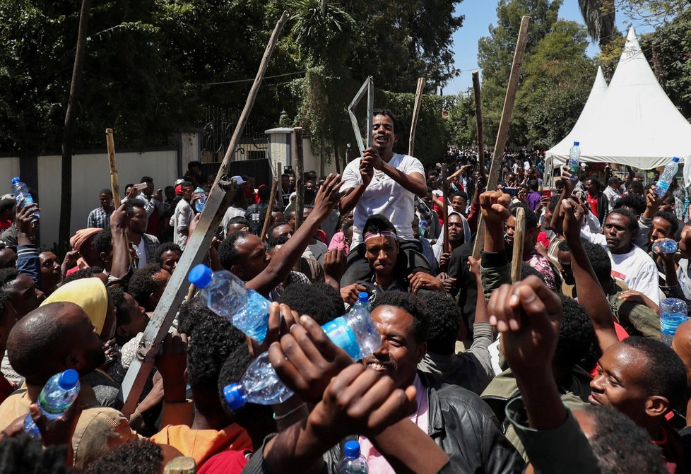 Protesty v Etiopii na podporu oblíbeného opozičního novináře a aktivisty Jawara Mohammeda (24. 10. 2019)